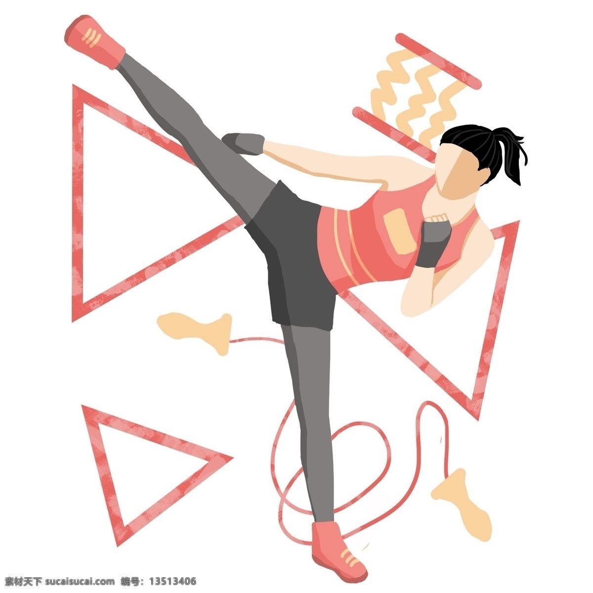 漂亮 女孩 运动 插画 漂亮的女孩 卡通插画 运动插画 健身运动 锻炼身体 活动筋骨 锻炼的女孩