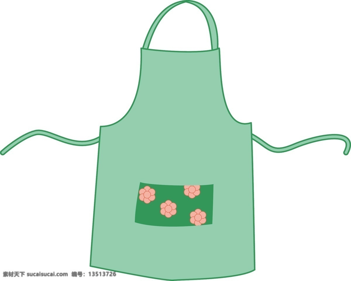 儿童围裙 小巧 绿色 可爱 家用 花 厨房
