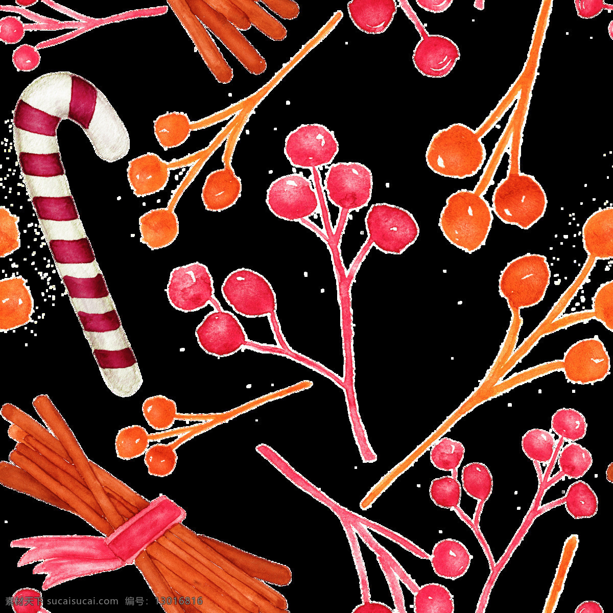 手绘 两 种 颜色 野果 背景 图 透明 拐杖 红色 卡通 免扣素材 木条 透明素材 装饰图案