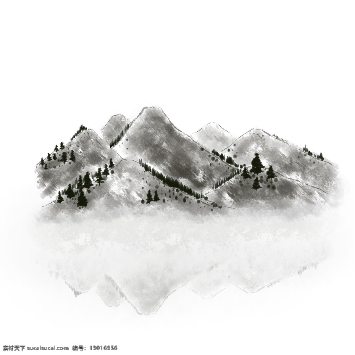水墨 山中 国风 元素 简约 墨色 古风 水墨山 中国 风 山水 墨色山峰 山体 手绘 群山 插画 ps 分层