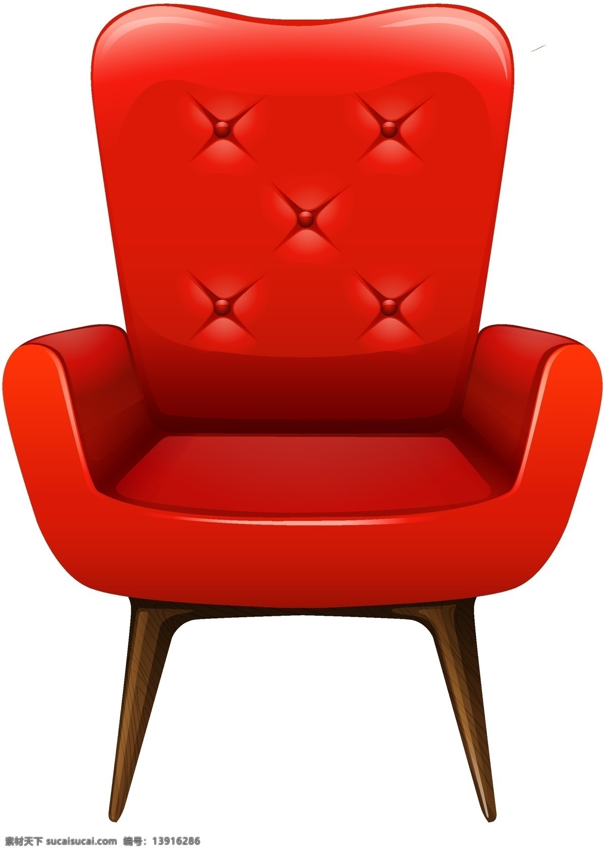 卡通 单人 红色 沙发 免抠 家具 ai元素