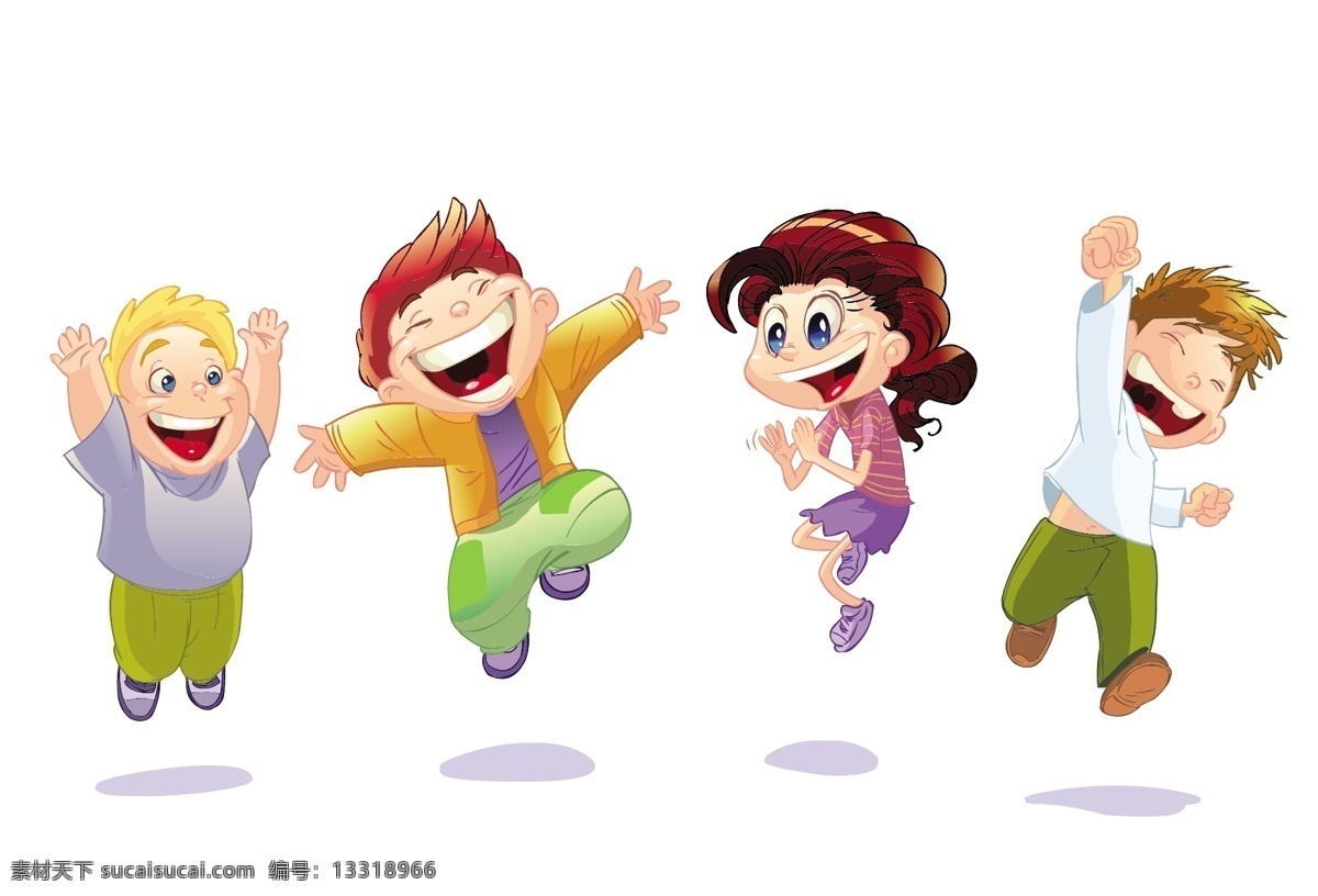 卡通 欢呼 跳跃 孩子 可爱 儿童 幼儿 小女孩 小男孩 小学生 表情 动作 姿势 玩耍 手绘 矢量 儿童主题 儿童幼儿 矢量人物