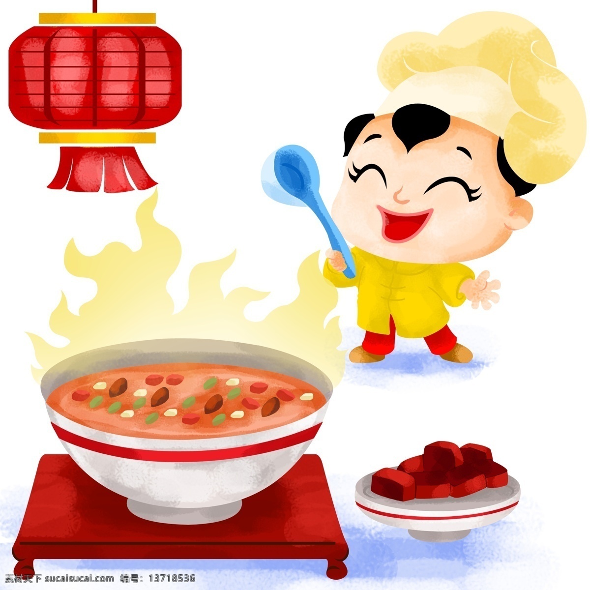 腊八节 做 腊八粥 大厨 神 插画 传统节日 美食腊八粥 做腊八粥 大厨神 美味腊八粥 八宝粥 卡通厨神 手绘插画