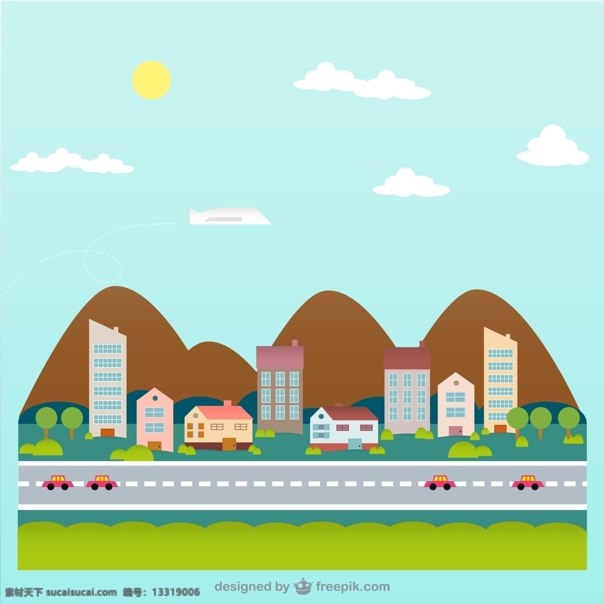 公路 卡通 城市 汽车 风景 动漫动画