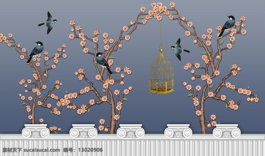 现代 简约 欧式 浮雕 石膏线 花鸟 电视 中式卧室 背景墙 古典 国画 中国风 梅花 手绘 现代工笔花鸟 大气花鸟 古风 背景 中式 工笔 手绘背景 中式玉兰花 花鸟背景 墙壁 手绘玉兰花 分层
