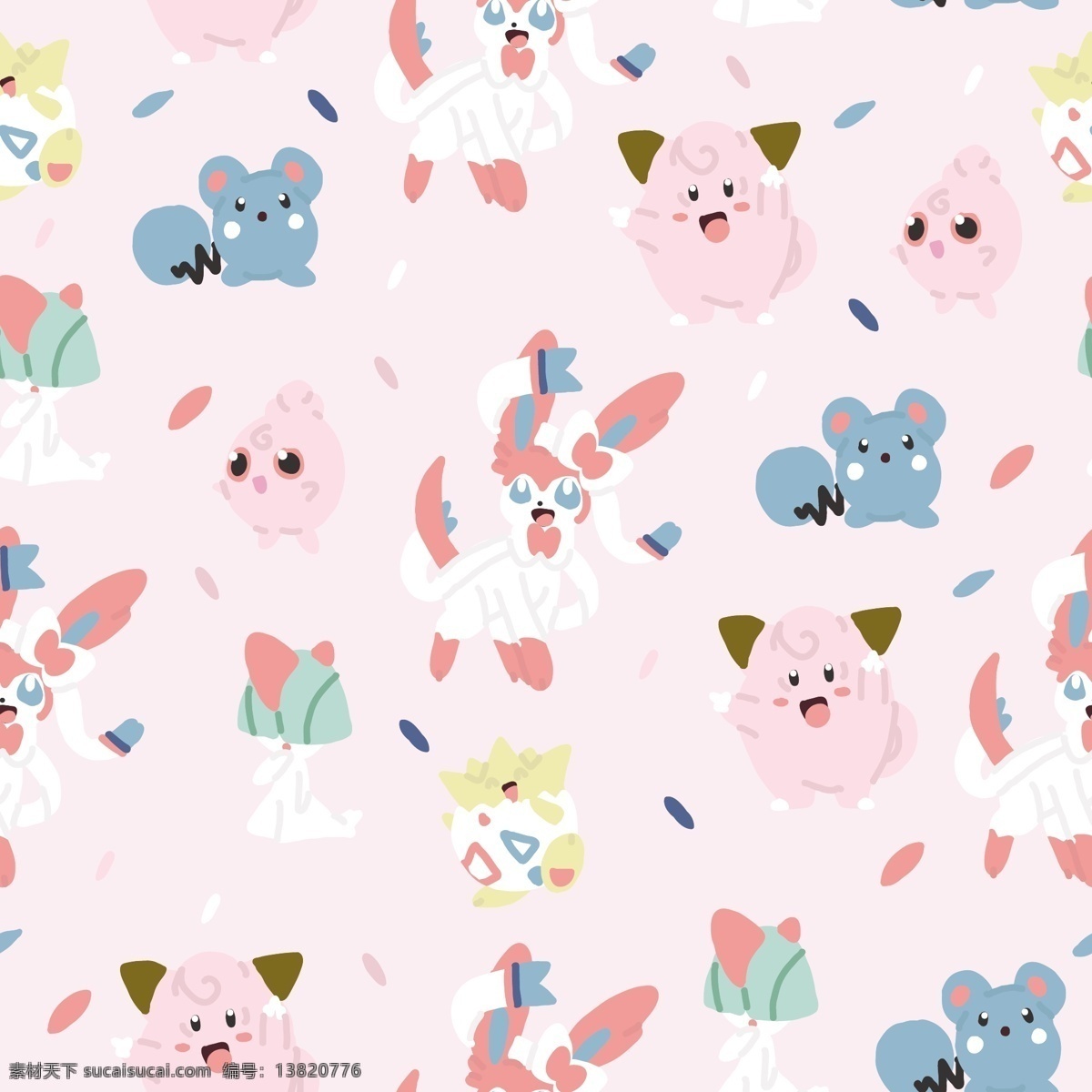 童话 式 游戏 模式 仙女型 口袋妖怪 背景 重复 sylveon 皮皮 igglybuff 粉红色 ralts 波克比 azurill