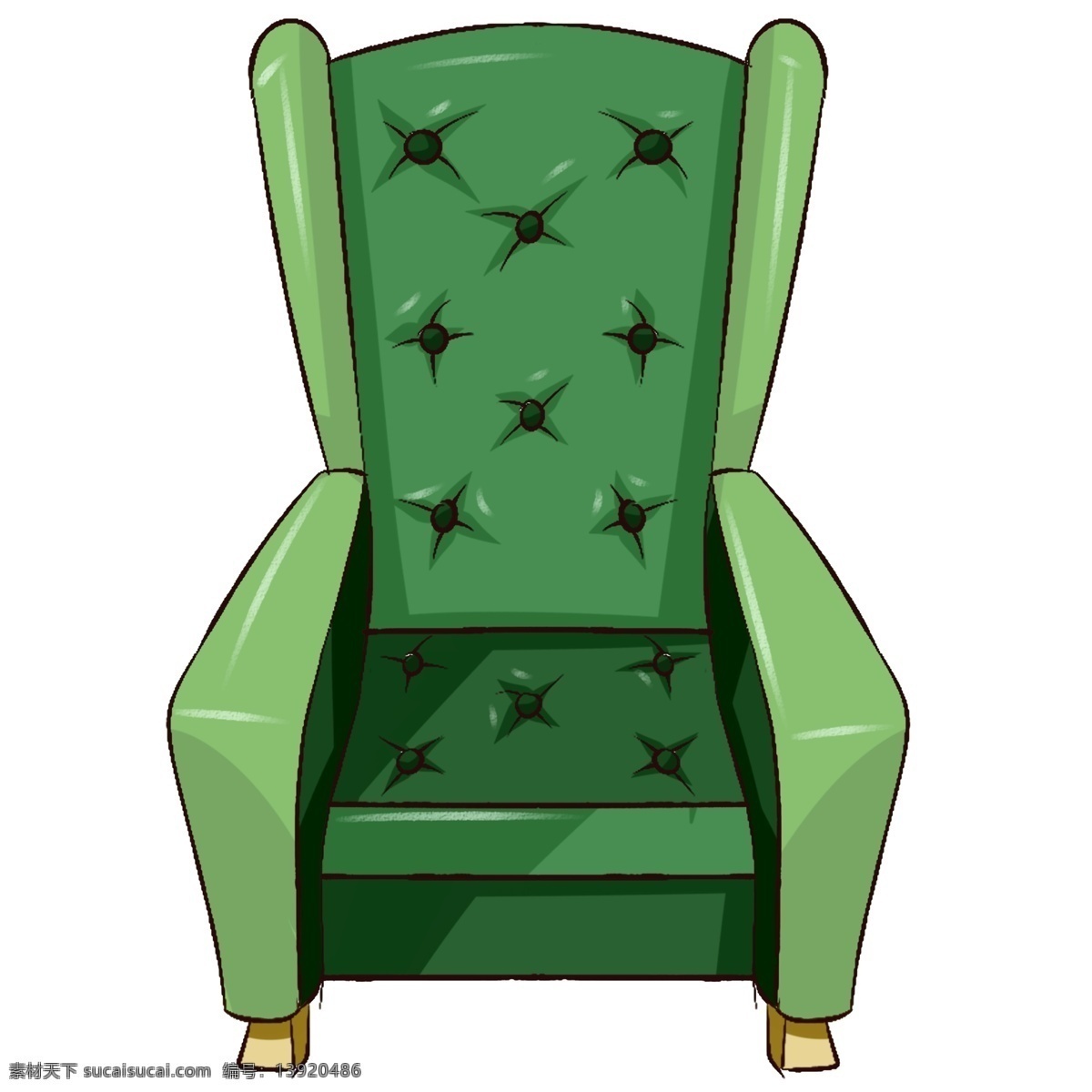 原创 手绘 家具 欧式 单人 沙发 绿色 简约 欧式沙发 海报素材 元素