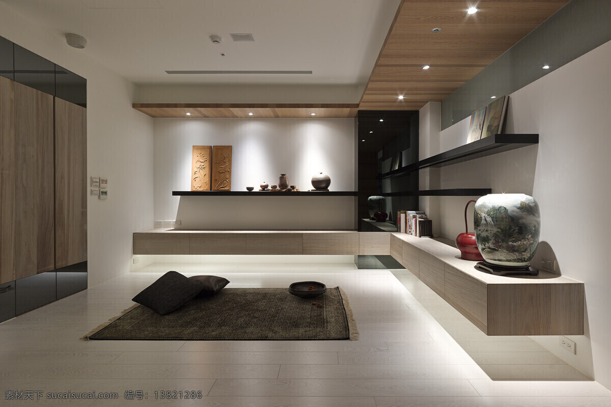 日式 精致 客厅 白色 壁灯 室内装修 效果图 客厅装修 深色地毯 浅色地板 浅色背景墙