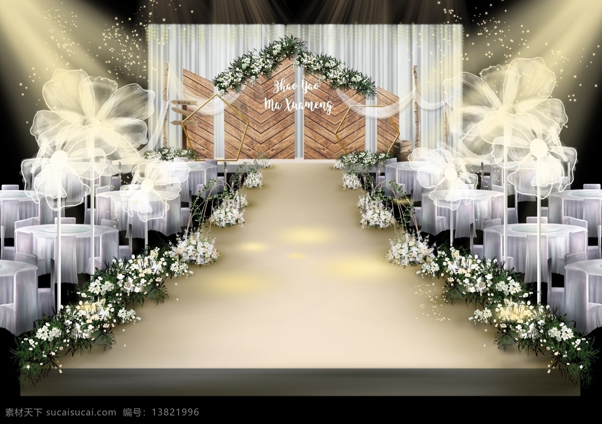 白 绿色 简约 森 系 婚礼 效果图 简约风 木板 丝网花 森系婚礼 婚礼效果图 白绿色婚礼