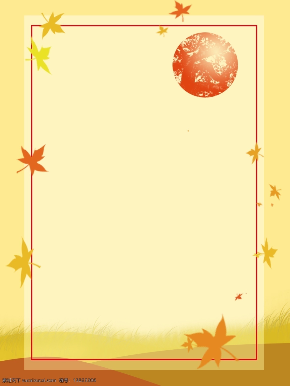 原创 秋季 唯美 落叶 背景 图 黄色 简约 手绘