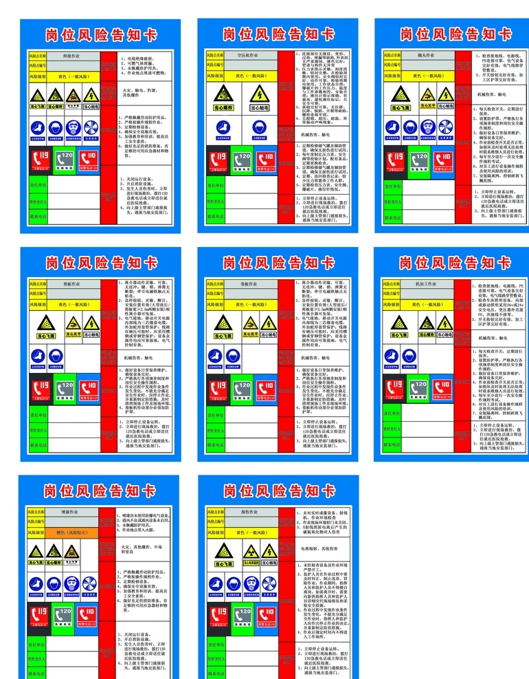 制度牌 岗位信息 岗位安全 安全卡 风险告知卡