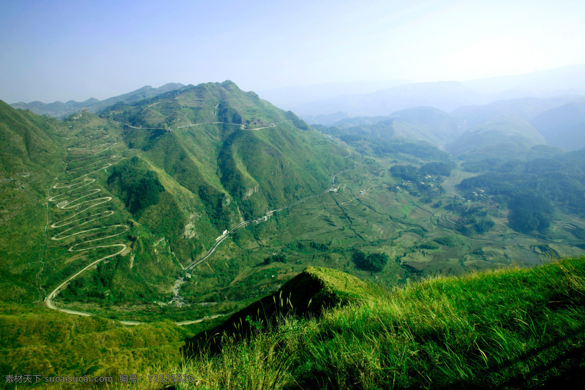 晴隆24道拐 晴隆 大山 绿色 弯道 风景区 美景 山区 贵州 自然风景 自然景观