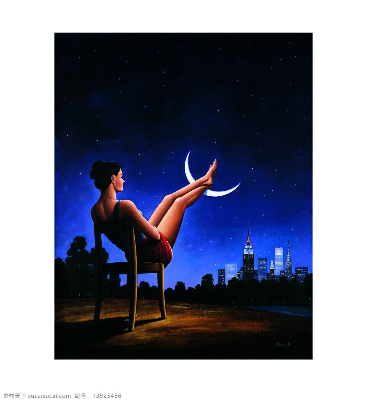 创意 画家 绘画书法 联想 女人 文化艺术 夜晚 月亮 超现实主义 绘画 设计素材 模板下载 rafal olbinski 拉法尔 奥宾斯基 poetic surrealism 诗意 波兰