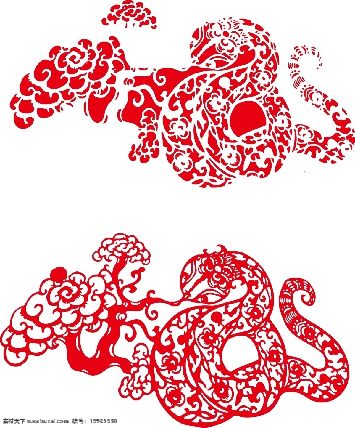 蛇 剪纸 文化艺术 矢量图 其他矢量图