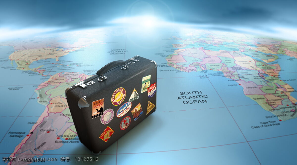 地图 旅行箱 行李箱 箱子 世界版图 旅行