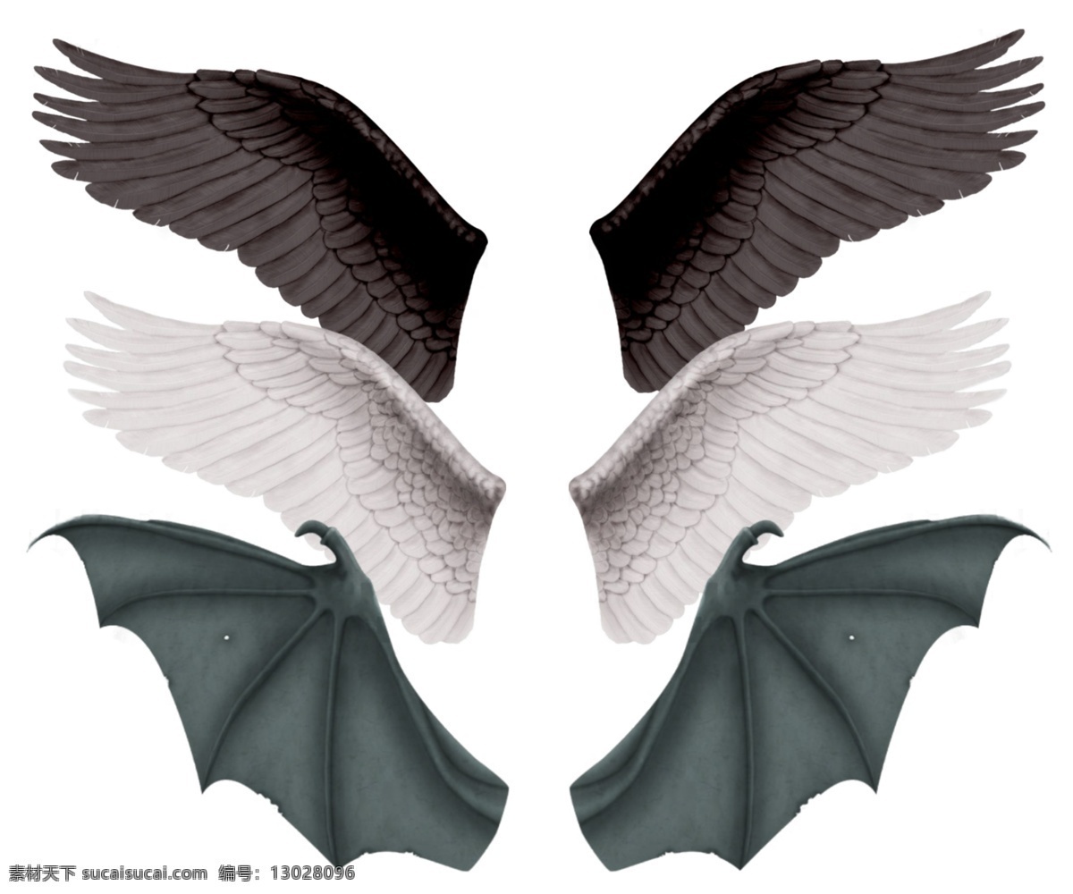 魔鬼天使翅膀 分层 文件 源文件 psd源文件 白色 蝙蝠 翅膀 黑色 魔鬼 天使 翼 羽毛 图案