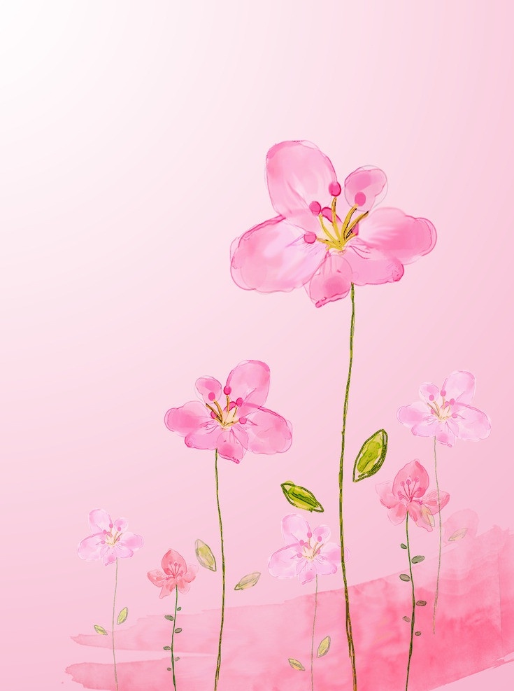 花背景 粉红背景 粉色花朵 手绘花朵 粉色背景 花朵背景 海报背景 人物素材 分层 源文件