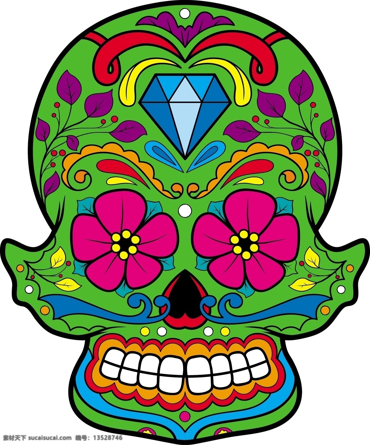 花 糖 头骨 矢量 元素 白色