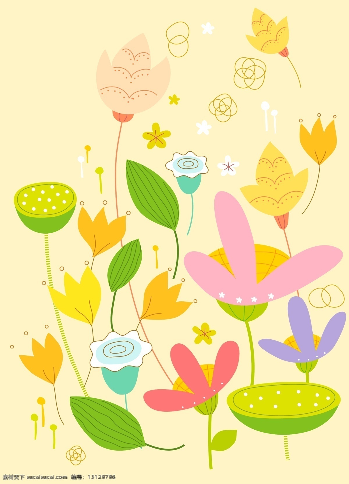 矢量 花朵 绿叶 花纹 矢量绿叶 时尚花纹 矢量花朵 时尚潮流花纹 矢量花卉植物 背景图案 花草树木 生物世界 矢量素材 白色