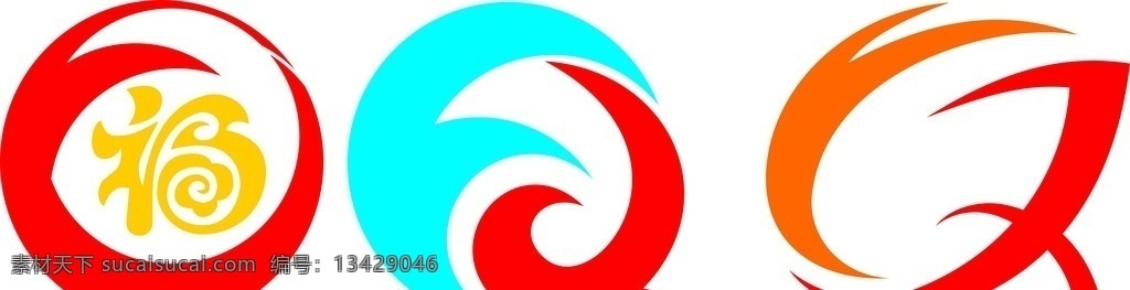 福标识 福字 logo 标识 圆红色 福 logo设计