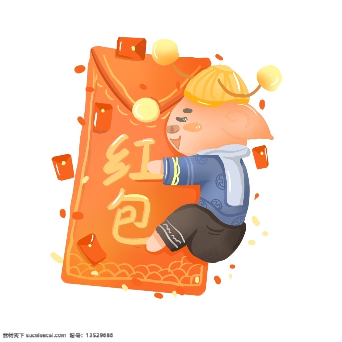 2019 猪年 商用 元素 原创 贺 新春 生肖 猪 2019年 可爱猪 红包 小清新 发红包