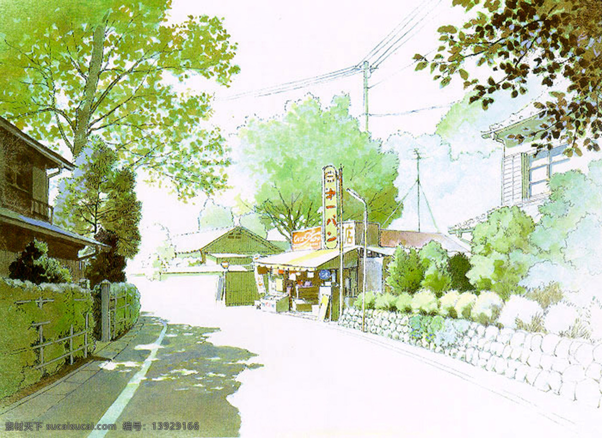 手绘 动漫 风景 背景 小清新 手绘插画背景 白色