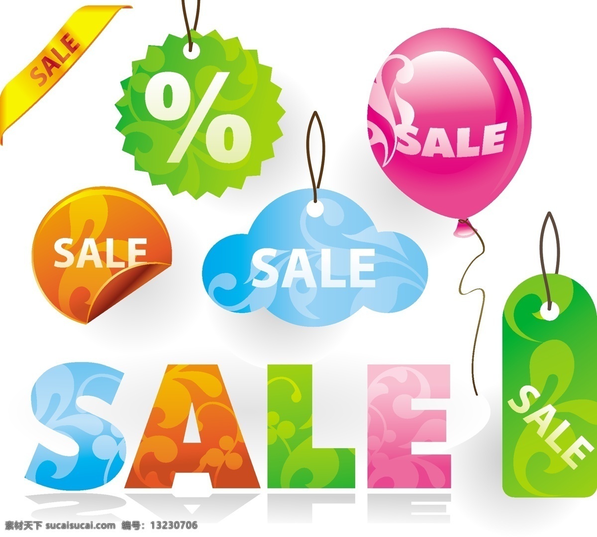 big sale 打折 立体字 破洞 热卖 商品 矢量素材 撕裂 销售 促销 标签 矢量 插图 纸质 图形 amp 符号 矢量图 其他矢量图