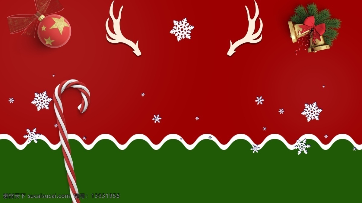 经典 红 绿色 圣诞节 卡通 背景 图 红色 圣诞节背景 圣诞快乐 手绘 庆典背景 节日背景 西方节日 拐杖糖果果 吊球