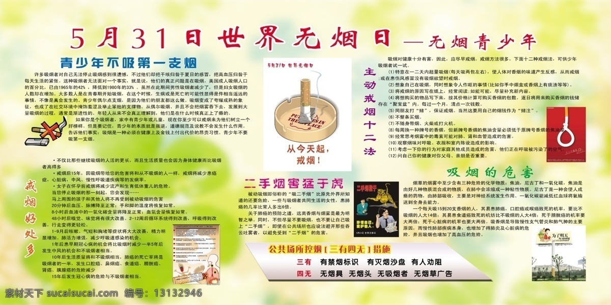 无烟日 青少年 不 吸 支 烟 戒烟好处多 二手 害 猛 虎 吸烟的危害 主动 戒烟 十 二 法 禁烟公益广告 烟头 人物 火 展板模板 广告设计模板 源文件