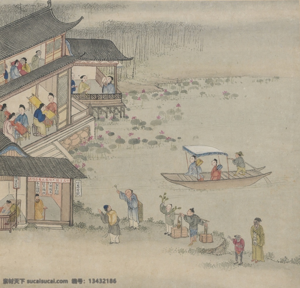 古代人物 古代集市 古代场景 赶集 古代街景 古代生活场景 古代市井人物 古代街市 文化艺术 绘画书法 tiff