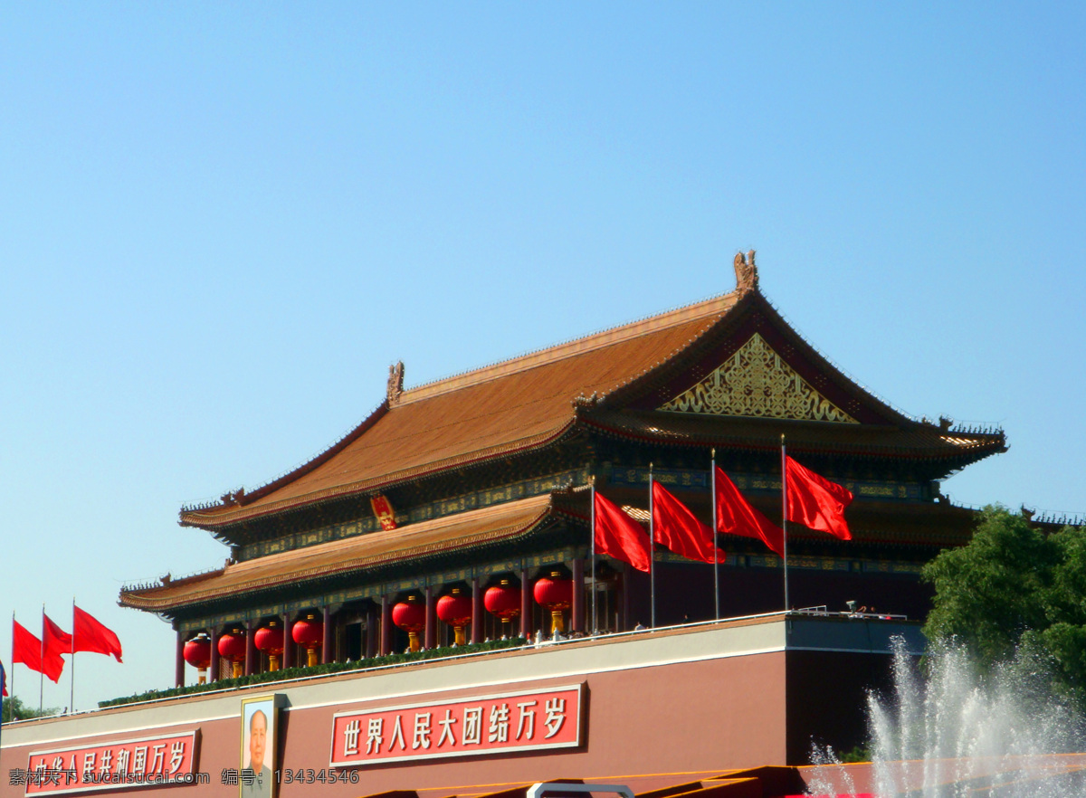天安门城楼 北京 天安门 城楼 红旗 人文景观 旅游摄影