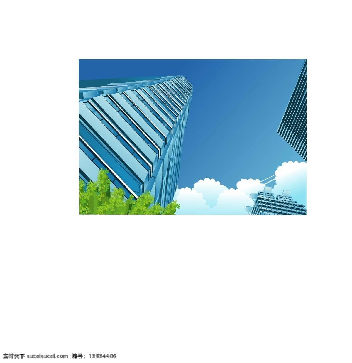 绿树 蓝天 包围 中 大楼 高层 建筑 图 现代 效果 矢量 矢量图 建筑家居