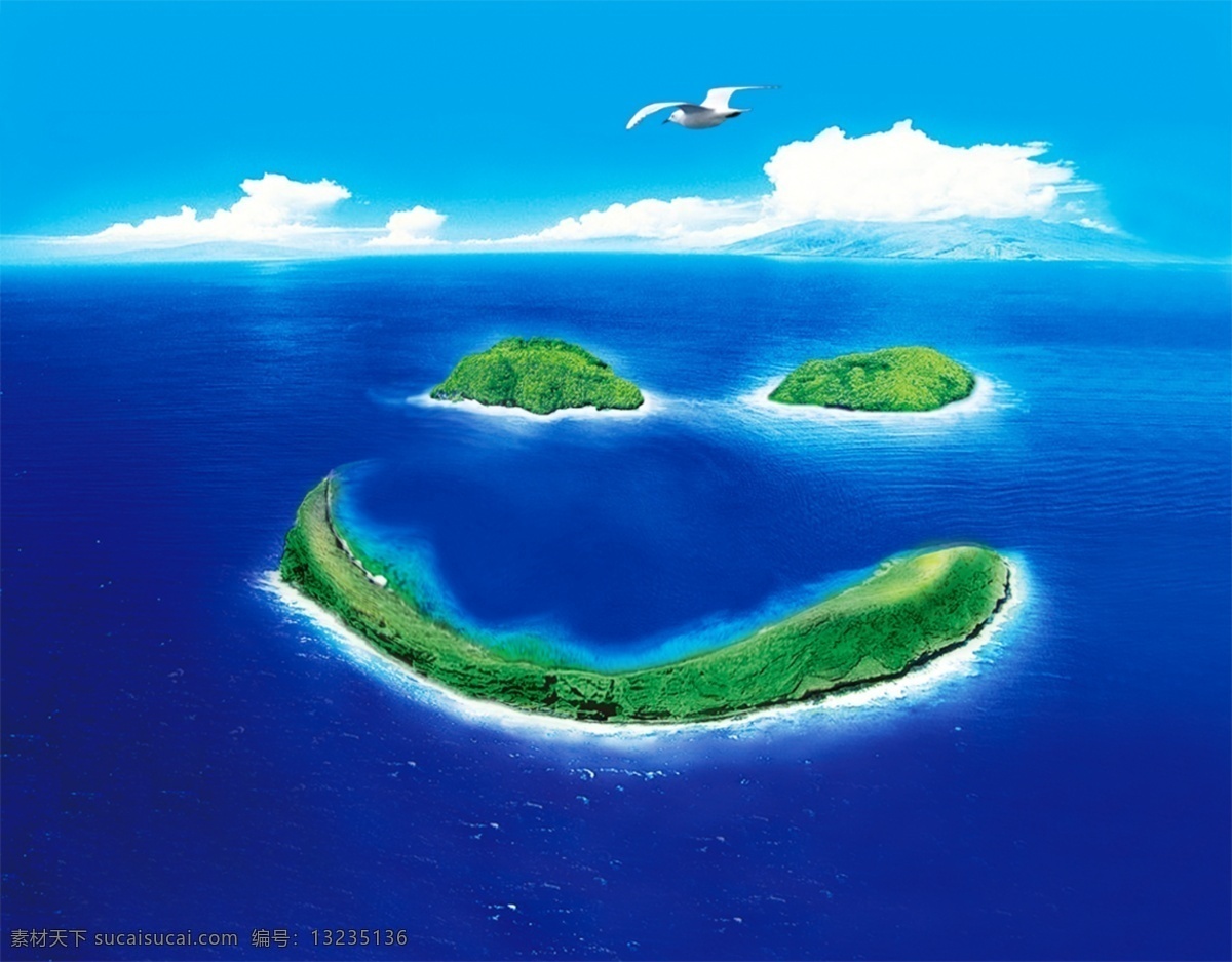小岛 创意设计 笑脸 ps 图 分层 层 鸟岛 屿 大海 风景 风光 美景 平面设计 psd原图 源文件库