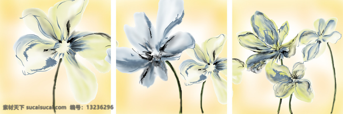 白色 花朵 装饰画 背景素材 壁画 插画 抽象 抽象花 抽象画 无 框 画素 材 画 模板下载 无框画