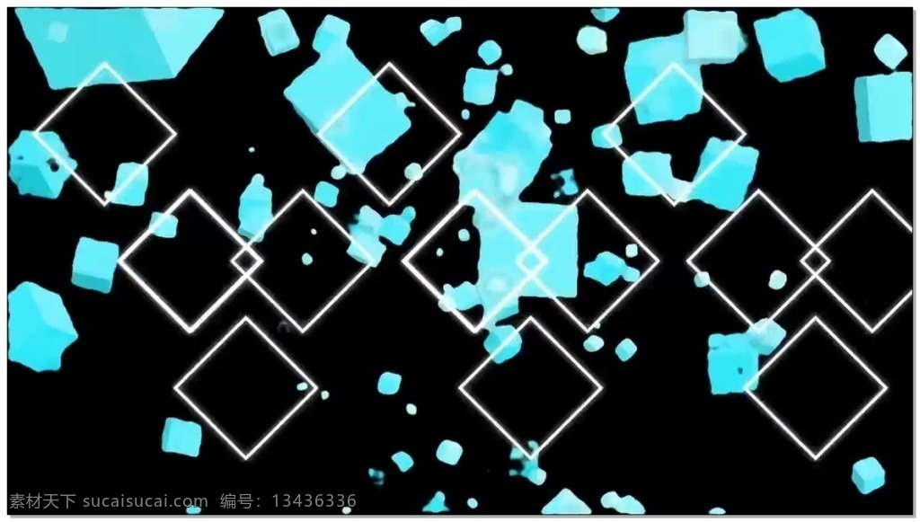 蓝色 方块 动态 视频 光格子 矩形方块 三维动态类 几何魔法 空间几何变换 3d视频素材 特效视频素材