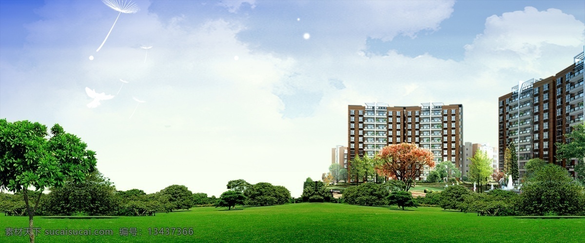 绿色 蓝天 草地 背景 banner 阳光 自然 清晰 叶子 草坪