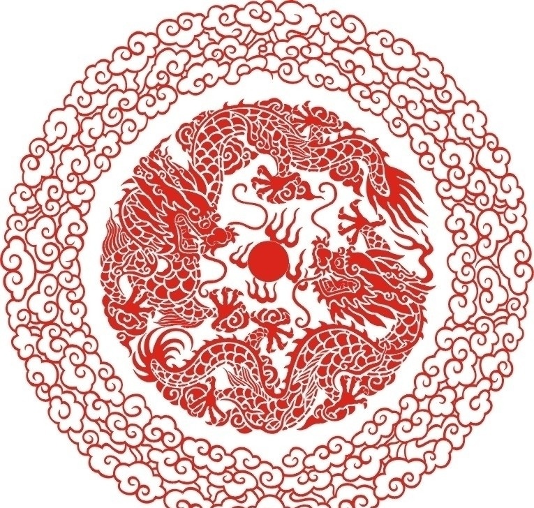 双龙戏珠 传统文化 背景 花纹 底图 祥云 矢量 文化艺术