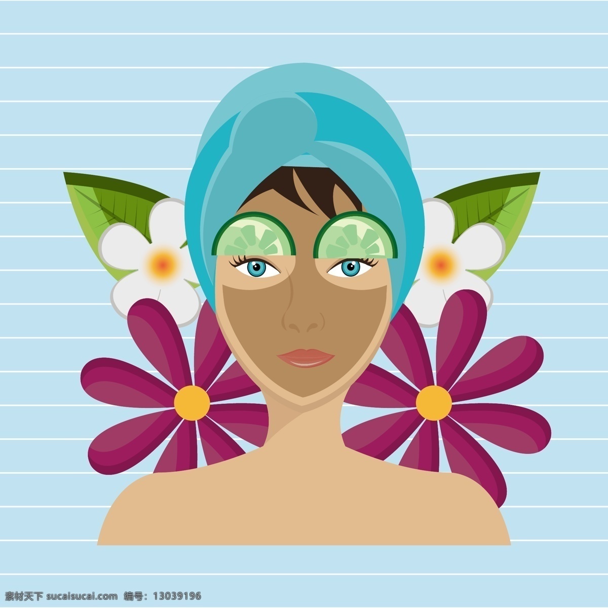 做面膜的女人 人物 女人 花朵 面膜 美容