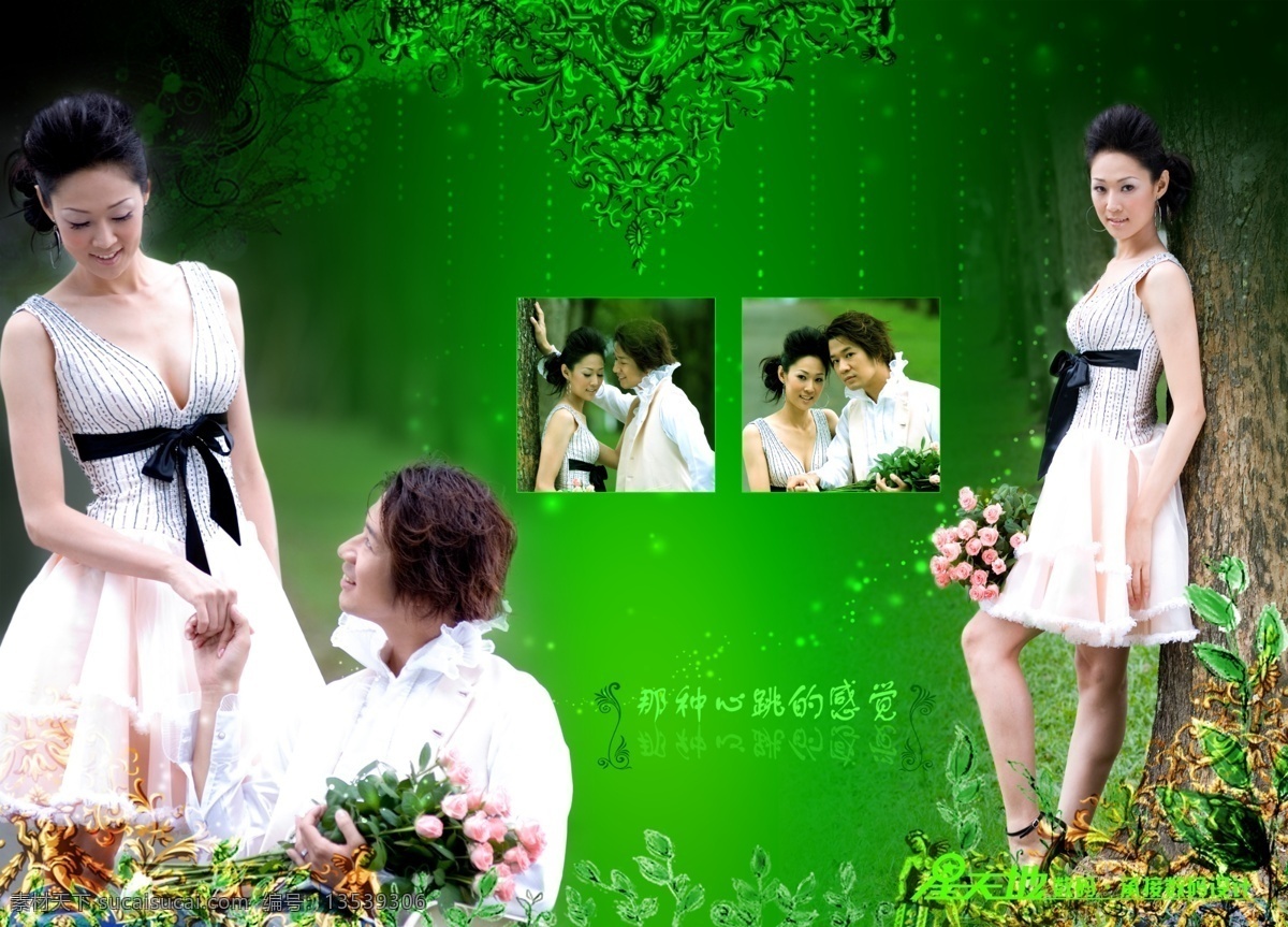 2009 婚纱 模板 婚纱照 模板下载 梦 舞 天堂 花纹 婚纱摄影 绿树 外景 年 台历 psd源文件 儿童 写真 相册