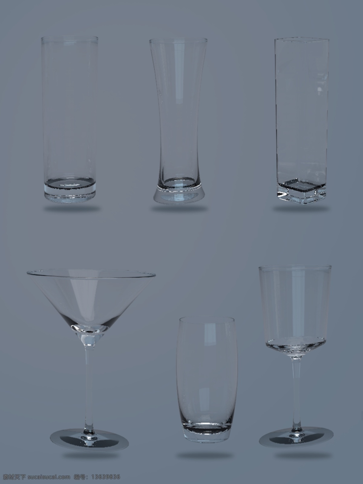 杯子 c4d 元素 玻璃杯 高脚杯 设计元素 透明 建模