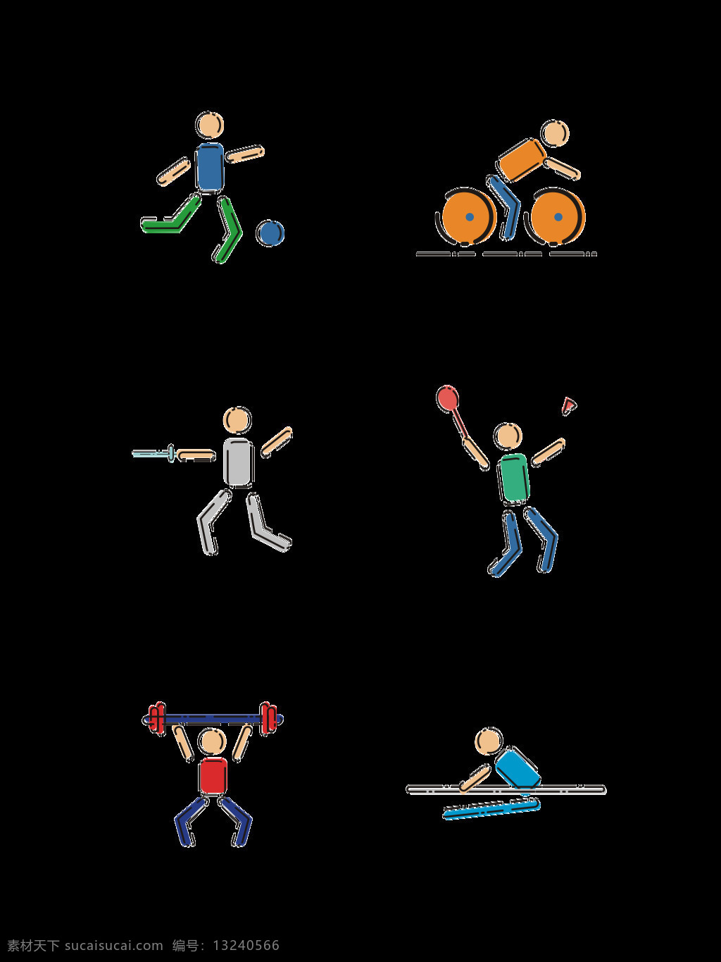 体育运动 小人 图标 卡通 矢量图 运动 足球 自行车 体育 击剑 羽毛球 举重 体操 锻炼