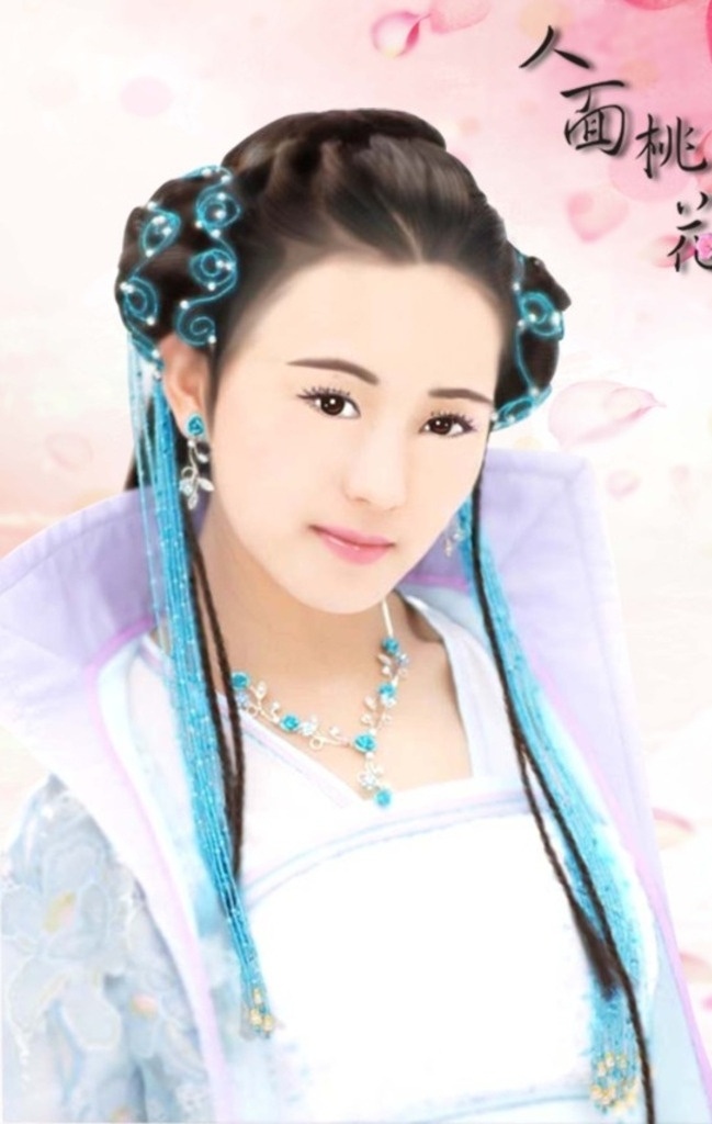 转 手绘 古装 美女 人面桃花 桃花 清新 唯美 封面 人物 插画 卡通设计
