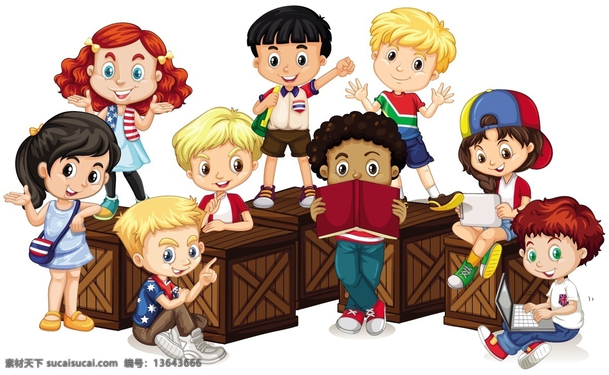 卡通儿童插画 卡通儿童 儿童 学生 可爱 卡通 矢量儿童 幼儿园素材 男孩 女孩 插画 漫画 卡通设计