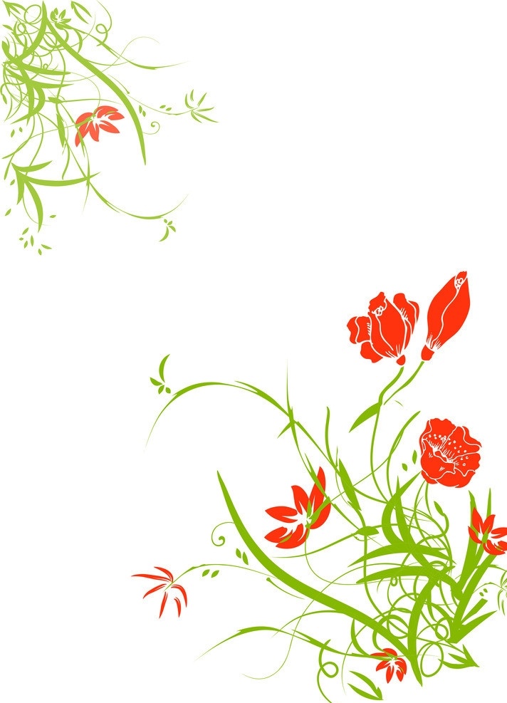 花束花纹 背景 花纹 红花 蝴蝶 移门 移门图案 底纹边框