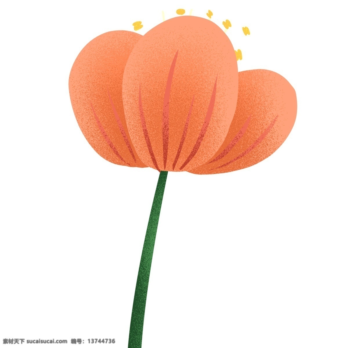 卡通 手绘 枝 花 元素 插画 植物 花卉 一朵花 花朵 卡通素材