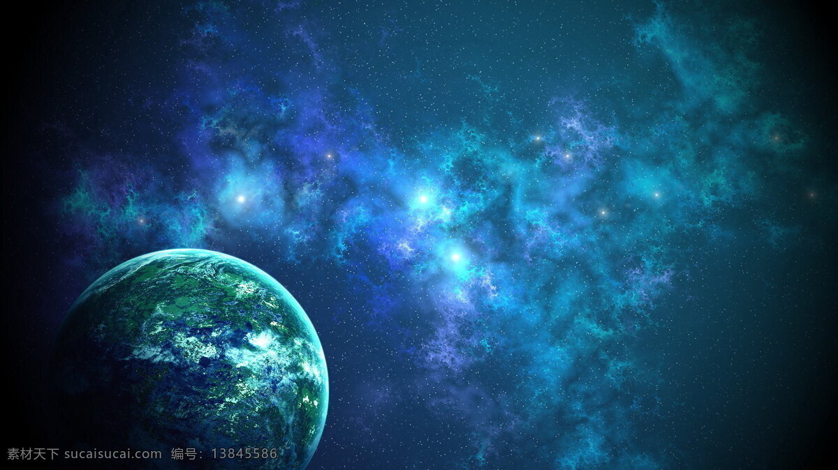 科幻 蓝色 宇宙 背景 大气 渐变 星球 海报 广告