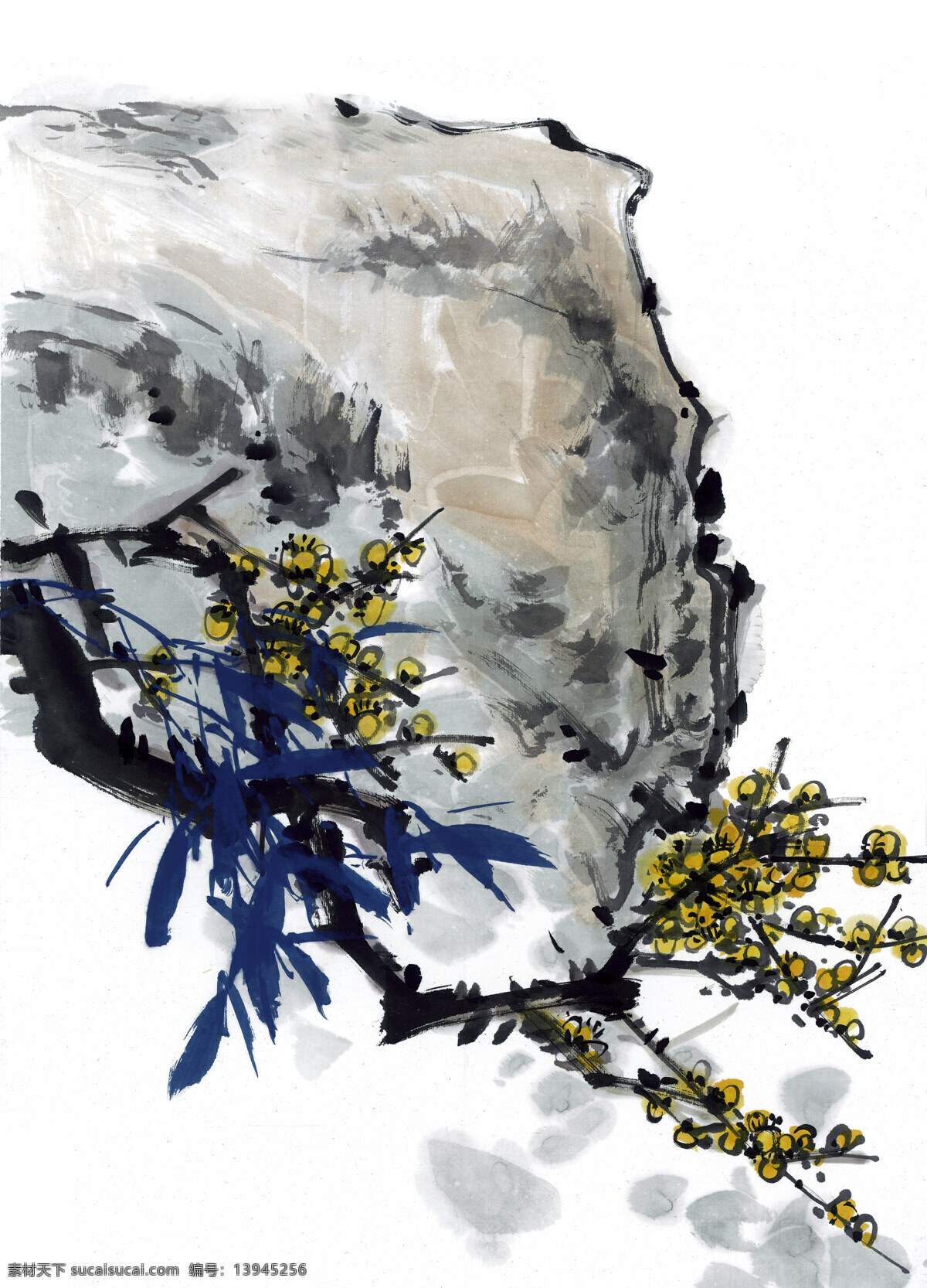 梅石 国画0014 国画 设计素材 梅花专辑 中国画篇 书画美术 白色