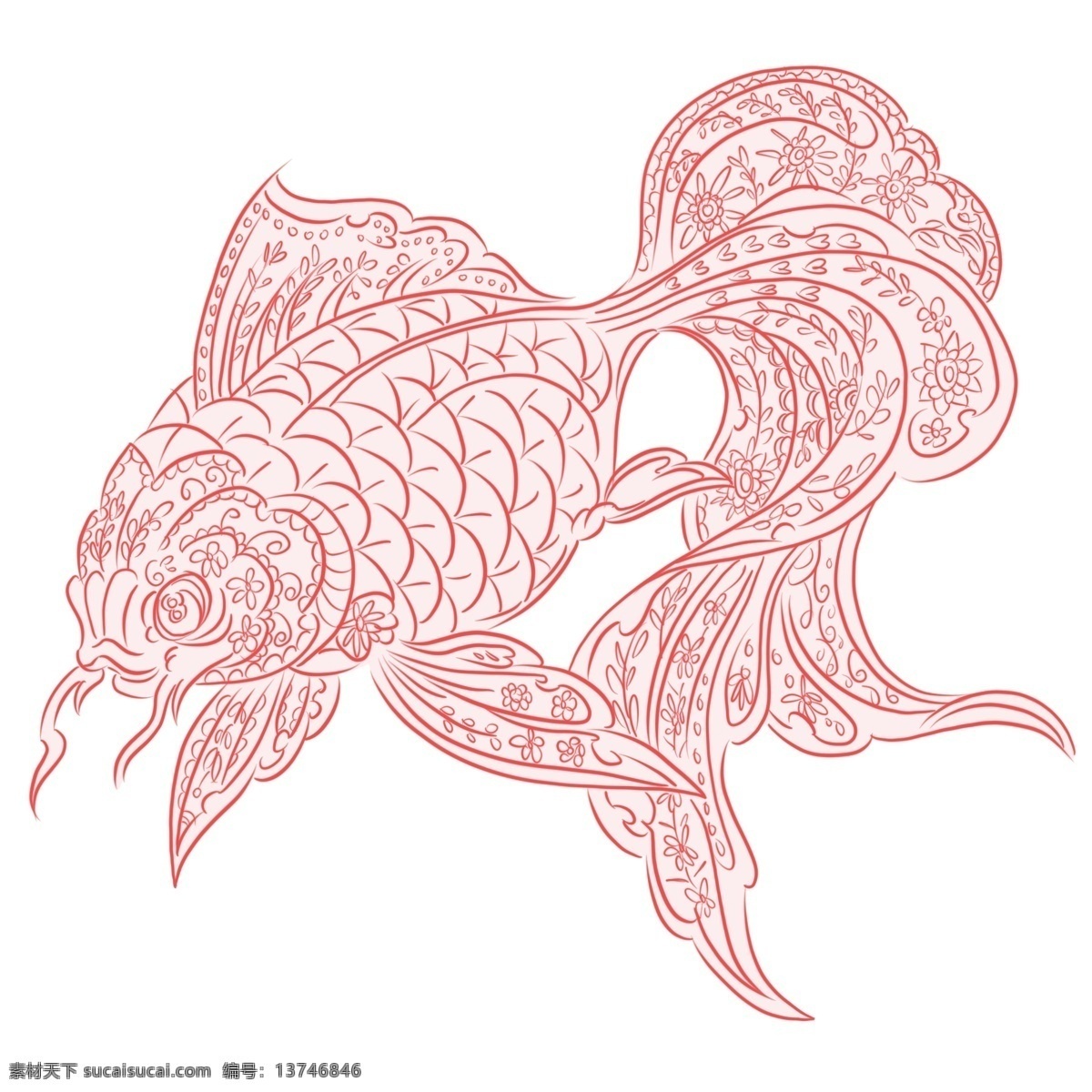 手绘 动物 中国 风 金鱼 手绘动物 手绘金鱼 中国风 中国风金鱼 红色金鱼