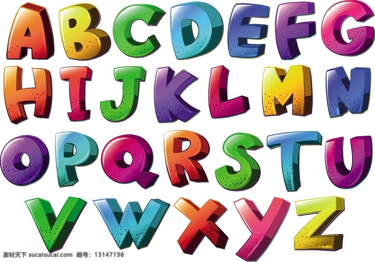 彩色字母设计 排版 字体 字符 字母 文字 色彩鲜艳 信 颜色 abc 错字