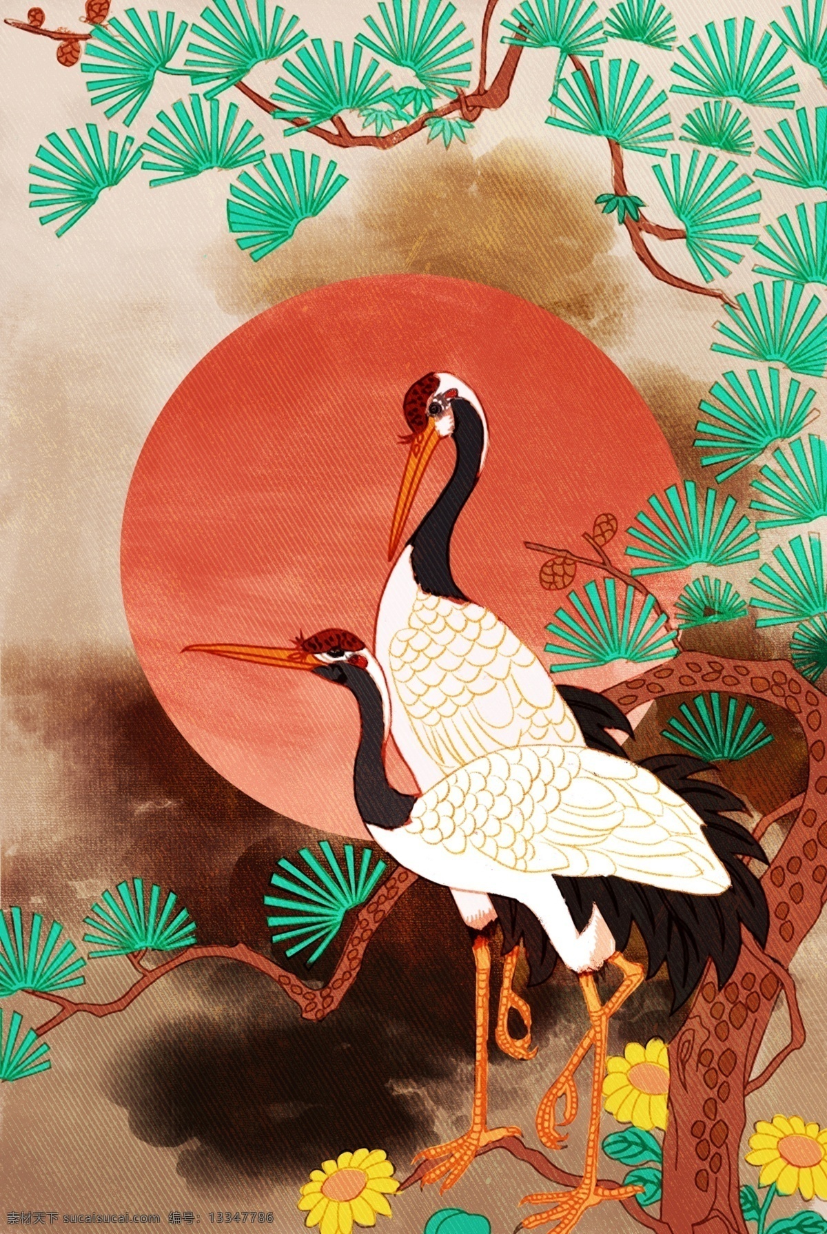 仙鹤国潮插画 国潮插画国潮 国潮计划 国潮来袭 国潮品牌 中国潮牌 中国风 云纹 中国织造 中国制造 国潮微信 国潮朋友圈 插画 复古图案 国际潮流 新国潮 中国产品 印花图案 中国传统 插画绘画 嘻哈 动漫动画